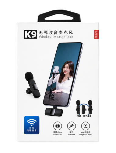 میکروفون یقه ای بی سیم مدل K9 دوتایی درگاه Type-C خوش قیمت و کارآمد