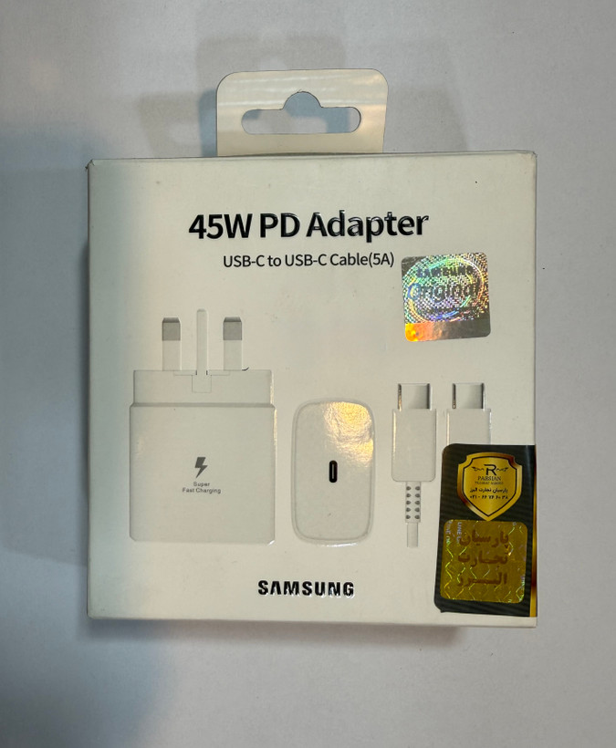 آداپتور شارژر سامسونگ Samsung 45W (درجه ۲) سه پین ویتنام به همراه کابل USB-C اقتصادی و کارآمد